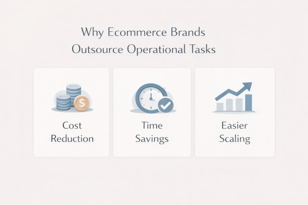 A list graphic titled "Why Founders Get Overloaded with Daily Tasks," showing key operational burdens including product updates, customer emails, order tracking, inventory alerts, returns, reporting, and store fixes.