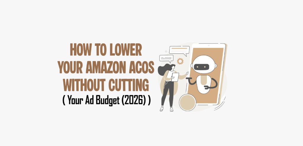 Hero image for Amazon PPC optimization guide showing modern ecommerce growth visuals and lower ACoS strategy concepts for 2026.